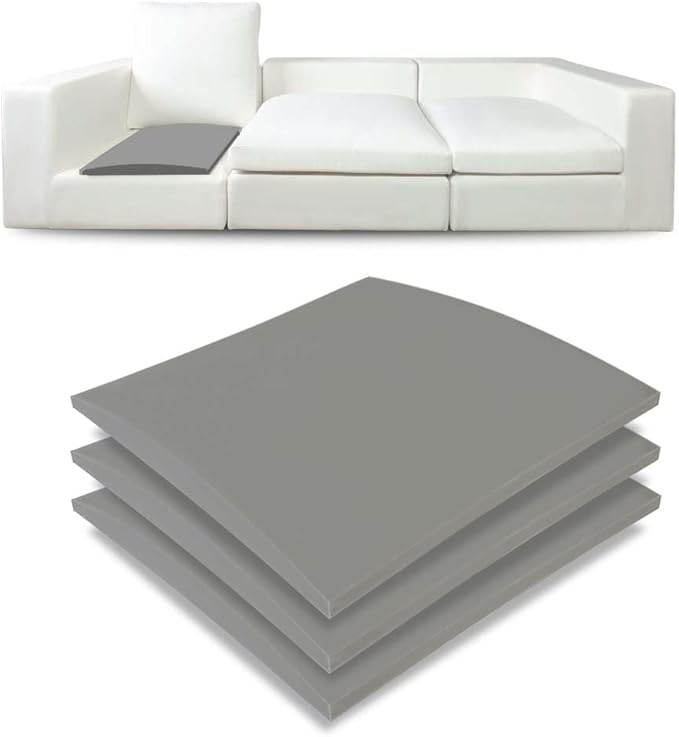 Couch Cushion Supports for Sagging Seat 22'' x 22'' High Density 40D Curved Foam Sofa Cushion Support Under The Saggy Pads Firmer Foam Lifters for Saggy Couch Set of 3 (Grey, 22 Inch * 22 Inch)