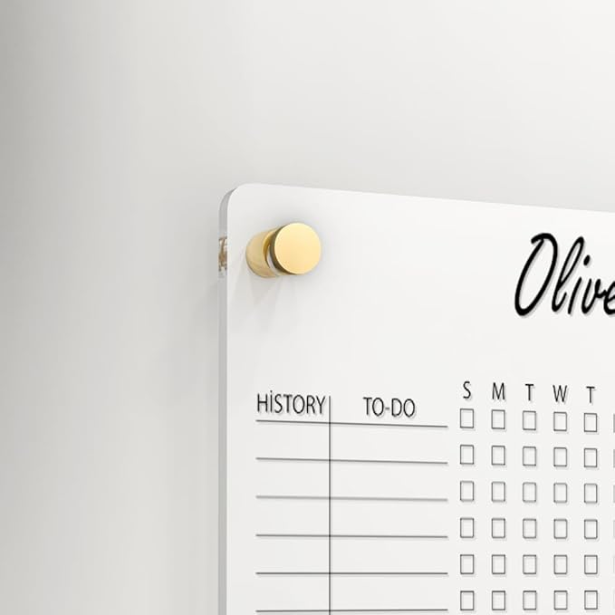 Personalized Acrylic Habit Tracker | Dry Erase Weekly Checklist & Notes Board | 5mm Clear Wall-Mounted To-Do List & Productivity Planner | Home, Office, Couples, Partners | (16"x12")