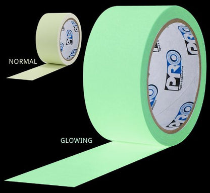 ProTapes Pro Glow Phosphorescent Vinyl Glow in the Dark Tape, 18 mils Thick, 5 yds Length x 2" Width (Pack of 12)
