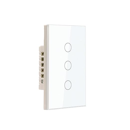 WiFi Smart Light Switch 118X72X34MM Need Neutral Wire,2.4GHz Wi-Fi Touch Switch,Work with Smart Life/Tuya App, Compatible with Alexa and Google Home, White 3 Gang