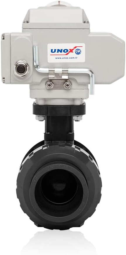 Unox 220V AC Electric Actuated Ø63 (2") U-PVC Ball Valve, Motorized Ball Valve For Water - PN16