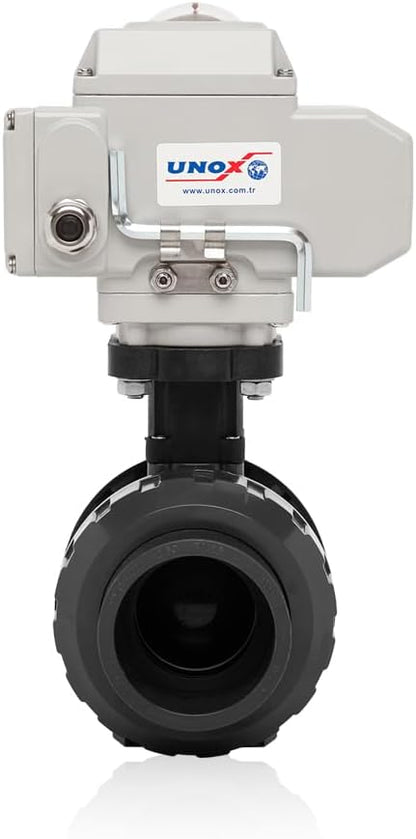 Unox 24V DC Electric Actuated Ø75 (2 1/2") U-PVC Ball Valve, Motorized Ball Valve For Water - PN16