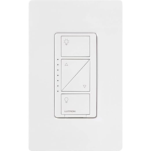 Lutron Caseta Original Smart Dimmer Switch (Lutron Smart Hub Required), for LED Lights, 150 Watt, Single-Pole/3-Way, No Neutral Required, PD-6WCL-WH, White, 5 Pack