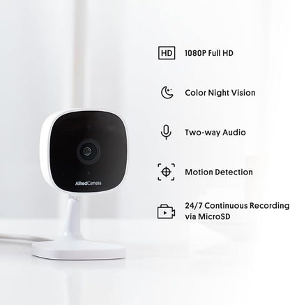 AlfredCam Indoor WiFi Security Camera, FullHD 1080P, 2.4G/WiFi, Continuous Recording, Motion Detection, Night Vision, Baby Monitor/Pet/Nanny Cam, App Powered (90M+ downloads)