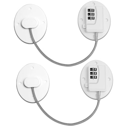 AOSITE Child Proof Fridge Lock, 2-Pack Keyless Digital Combination Lock | No-Drill Adhesive Safety Latches for Freezer & Refrigerator Doors, Prevent Kids Opening (White Refrigerator Lock Combination)