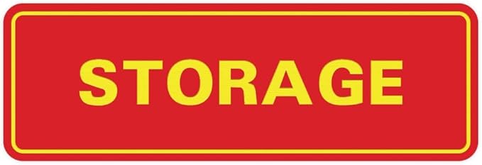 Standard STORAGE Door/Wall Sign - Red/Yellow - Large (5 Pack)