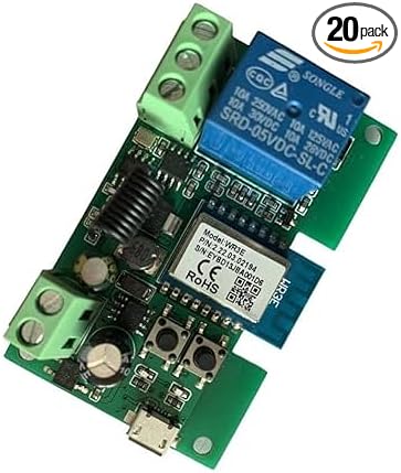 Tuya 1CH Smart Life WiFi Momentary Inching Relay Self-Locking Switch Module,DC 7-32V/USB 5V WiFi RF Bluetooth Relay,DIY Smart Home,Compatible with Alexa Goolge Home