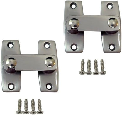 QCAA 2.5" x 2.65", Large, Heavy Forged Solid Brass Door Latch, 180 Degrees Flat Surface Mounting Door Latch Buckle for Doors & Windows, Satin Nickel, 2 Pack, Made in Taiwan
