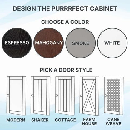 THE REFINED FELINE Refined Self-Cleaning Litter Box Cabinet, Wooden Cat Litter Box Enclosure for Automatic Litter Boxes, Smoke Gray, Modern.