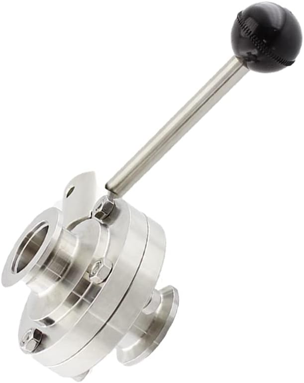 SHERICH KF50 Vacuum Butterfly Valve, Stainless Steel 304 Three-clamp Butterfly Valve with Handle and Silicone (KF50)