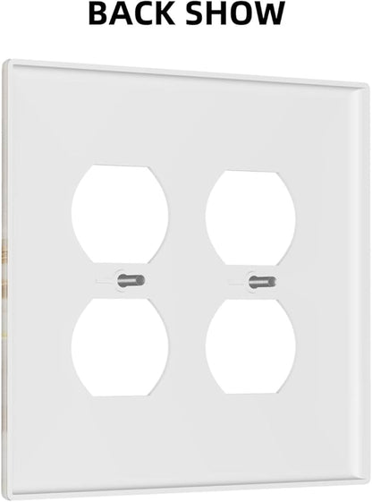 Gold Marble Crack Simple Abstract Print Outlet Covers 2 Gang Double Duplex Decorative Light Switch Covers Electrical Wallplates Socket Faceplate for Bathroom Kitchen Home Decor