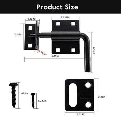 HOME MASTER HARDWARE Heavy Duty Slide Bolt Gate Latch, Sliding Bolt Door Latch Gate Lock Hardware with Padlock Hole, 2 in 1 Barrel Bolt Latch for Wooden Fence/Shed Door/Yard Door/Barn Door, Black