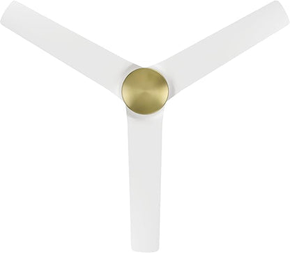 WAC F-001-SB/MW Mocha 54" Outdoor Ceiling Fan with Remote, Soft Brass Matte White