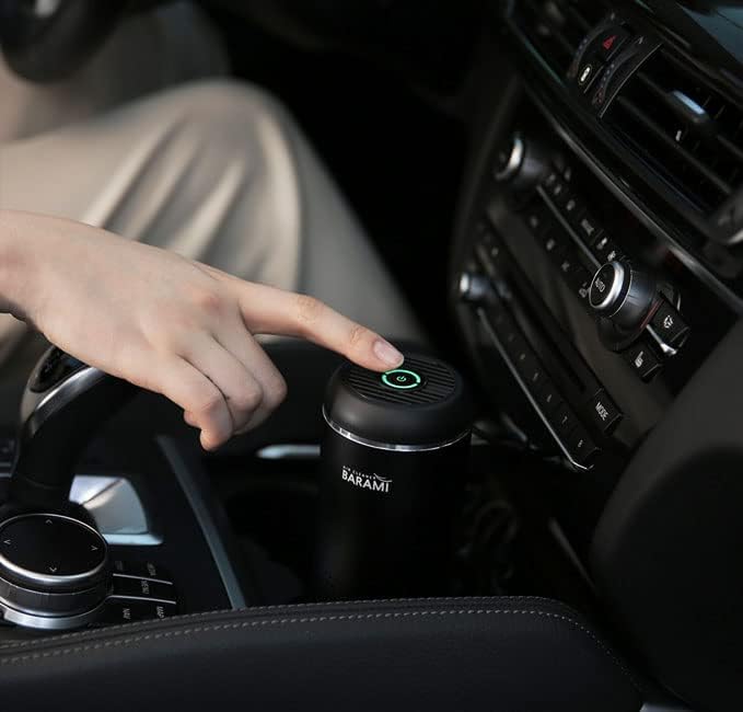 BARAMI-5_black | Portable Car Air Purifier - Photocatalytic &HEAPA filter, Air Freshener for Car, Home, Bedroom, Office, Travel etc. | Pet Odor Eliminator | Removes PM2.5 Dust,Smoke,Car Odor