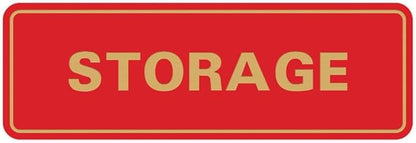 Standard STORAGE Door/Wall Sign - Red/Gold - Medium (10 Pack)