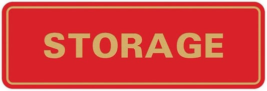 Standard STORAGE Door/Wall Sign - Red/Gold - Medium (10 Pack)
