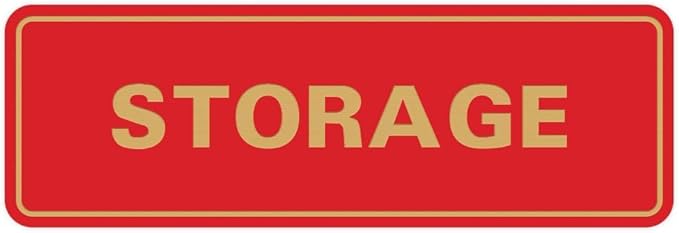 Standard STORAGE Door/Wall Sign - Red/Gold - Medium (5 Pack)