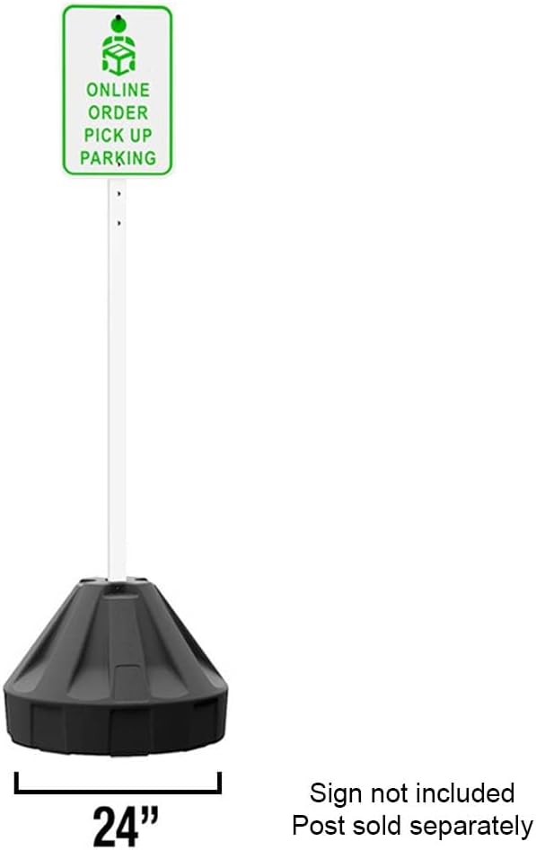Plasticade Roll-A-Post Portable Signpost Base for 26" x 38" or Smaller Signs, Designed for School, Airport, Parking Lot, Durable Plastic, Wind Resistance, 24" x 24", Black, Post Not Included
