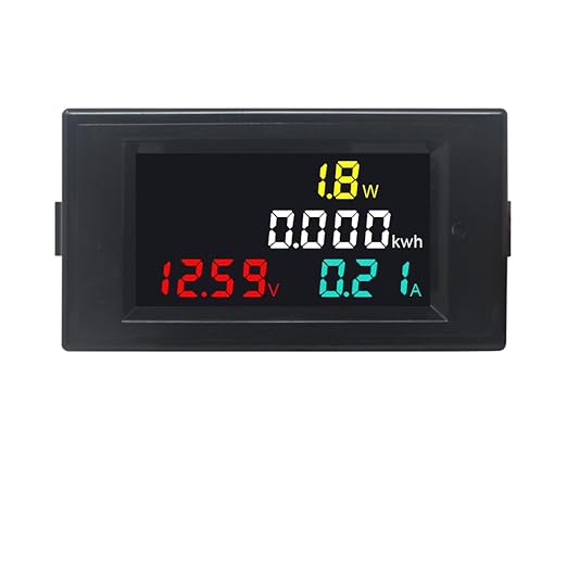KETOTEK Voltmeter Ammeter DC 14-600V 20A, 4 in 1 Multimeter Panel Kwh Volt Amp Watt Meter, Digital Power Meter Energy Monitor DC Current Meter with Built-in Shunt