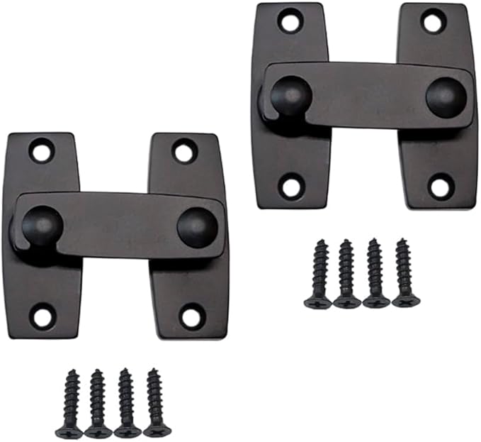 QCAA 2.5" x 2.65", Large, Heavy Forged Solid Brass Door Latch, 180 Degrees Flat Surface Mounting Door Latch Buckle for Doors & Windows, US10B ORB Oil-Rubbed Bronze, 2 Pack, Made in Taiwan