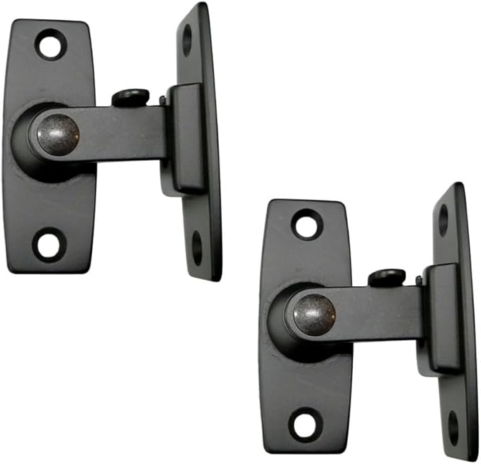 QCAA 2.5" Heavy Forged Solid Brass Door Latch, 90 Degree Right Angle Door Latch Buckle for Doors & Windows, Matte Black, 2Pack, Made in Taiwan