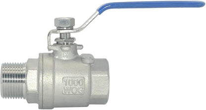 DAN SPEED 3/4 Inch Male x Female NPT Ball Valve S304 Stainless Steel,Full Port Heavy Duty for Water, Oil, and Gas,1000WOG (3/4 inch)