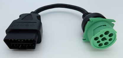 OBD2 Male to 9pin J1939 Female Adapter Cable OBDII to Green J1939