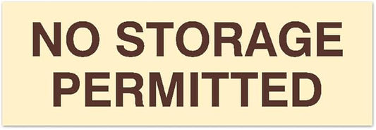 Signs ByLITA Basic No Storage Permitted Sign | Powerful Foam Tape (Ivory/Dark Brown) - Medium