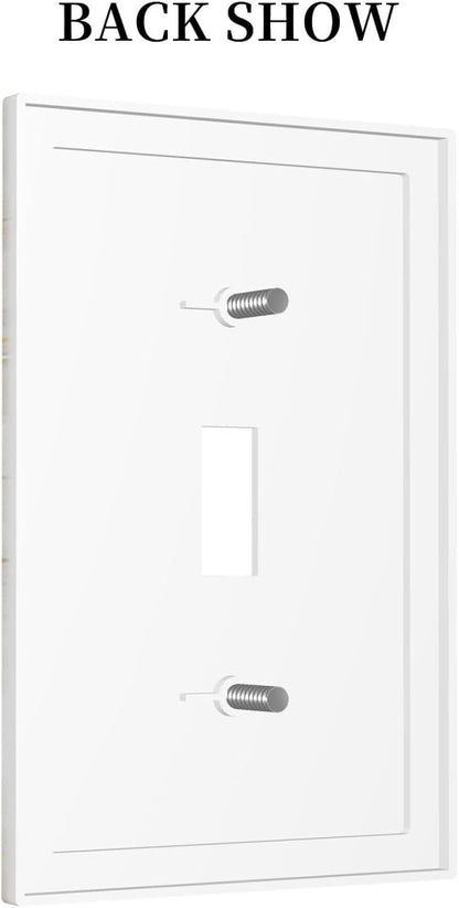 White Grey Gold Marble Simple Tiles Decorative Light Switch Cover 1 Gang Single Toggle Device Electrical Faceplate Switchplates Decorator Outlet Wall Plate for Bathroom Kitchen Decor