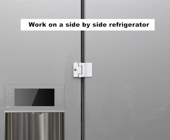 Refrigerator Adhesive Locks Double Button Fridge Door Lock with Key, Child Proof Freezer Cooler Door Lock, Child Baby Safety File Drawer Lock and Cabinet Locks (White, 1)