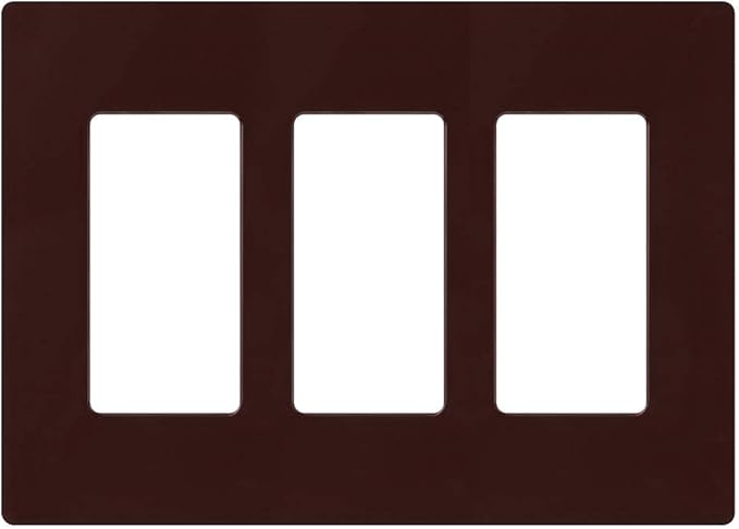 Lutron Claro Light Switch Cover Plate, 3 Gang Wallplate, for Decorator Light Switches, Rocker Light Switch Cover, Outlet Cover, Screwless Switch Plate Cover, Gloss, CW-3-BR, Brown