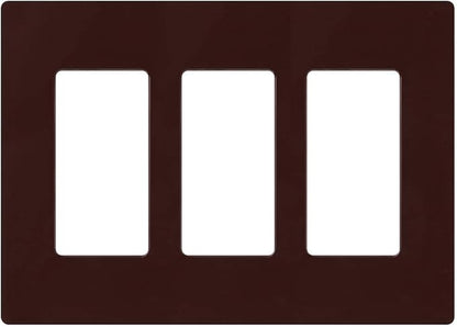 Lutron Claro Light Switch Cover Plate, 3 Gang Wallplate, for Decorator Light Switches, Rocker Light Switch Cover, Outlet Cover, Screwless Switch Plate Cover, Gloss, CW-3-BR, Brown