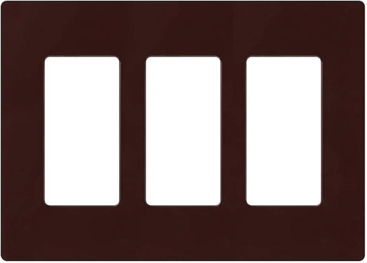 Lutron Claro Light Switch Cover Plate, 3 Gang Wallplate, for Decorator Light Switches, Rocker Light Switch Cover, Outlet Cover, Screwless Switch Plate Cover, Gloss, CW-3-BR, Brown