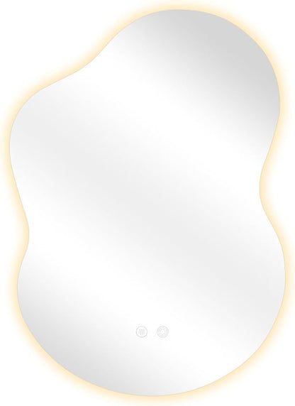 Asymmetrical Lighted Mirror for Bathroom,Modern LED Vanity Mirror with Backlit,Fog-Free,Tri-Color Dimmable Lighting with Memory Function,Hardwire Ready [Horizontal/Vertical] 35" H x 25" W