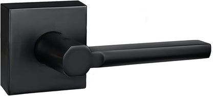1 Pack Dummy Door Levers in Matte Black, Heavy Duty Interior Handle Lock for Closet Pantry, Non-Turning, Single Sided, Reversible for Left/Right Hand