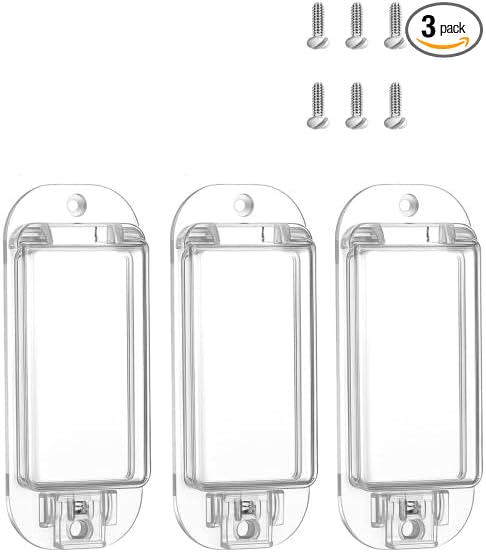 3 Pcs Clear Light Switch Guard Cover - Keeps Toggle/Rocker Switches from Accidentally Turned On or Off