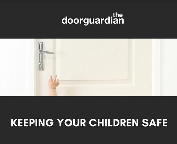 The Door Guardian - Door Lock for in-Swinging Doors, Home Security Latch Device, Childproof, Easy to Install (Black)