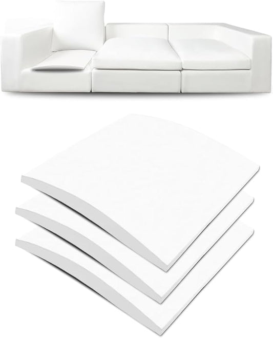 Couch Cushion Supports for Sagging Seat 22'' x 22'' High Density 40D Curved Foam Sofa Cushion Support Under The Saggy Pads Firmer Foam Lifters for Saggy Couch Set of 3 (White, 22''*22'')
