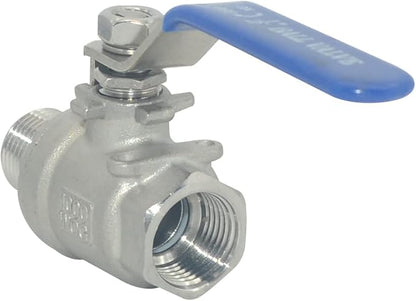 DAN SPEED 1/2 Inch Male x Female NPT Ball Valve S304 Stainless Steel,Full Port Heavy Duty for Water, Oil, and Gas,1000WOG (1/2 inch)