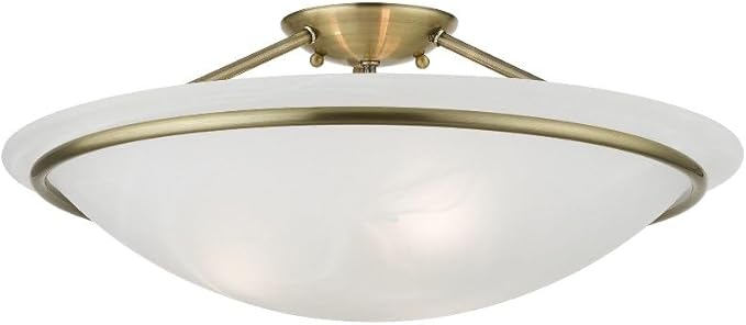 Livex Lighting 4825-01 Newburgh Collection 3 Light Large Semi-Flush, Antique Brass
