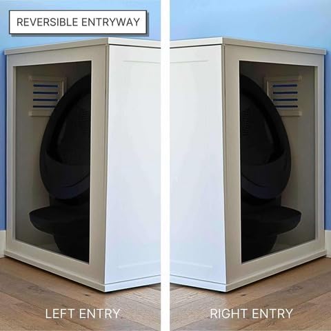 THE REFINED FELINE Refined Self-Cleaning Litter Box Cabinet, Wooden Cat Litter Box Enclosure for Automatic Litter Boxes, White, Farmhouse.