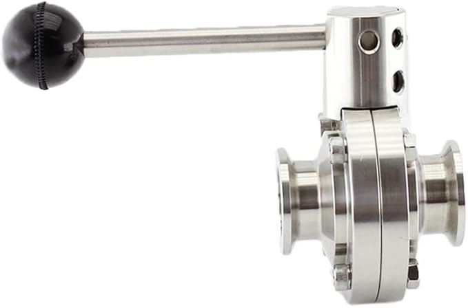 SHERICH KF25 Vacuum Butterfly Valve, Stainless Steel 304 Three-clamp Butterfly Valve with Handle and Silicone (KF25)