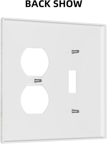 White Grey Gold Marble Simple Tiles Wallplates 1 Toggle 1 Duplex Switch Plate Electrical GFCI Faceplate Decorative Light Switch Covers for Bathroom Kitchen Decor