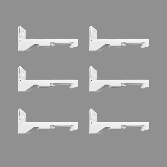 White Wall Mount Brackets for Curtain Track, Bendable Curtains Tracks Walls Mounting Hardware (6 PCS)