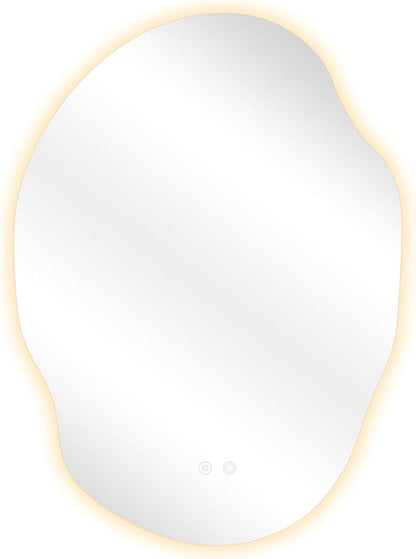 Asymmetrical Bathroom Mirror with Lights,Irregular LED Bathroom Vanity Mirror with Backlit,Anti-Fog,3 Colors and Dimmable Light with Memory,Hardwired Supported[Horizontal/Vertical] 40" H x 30" W