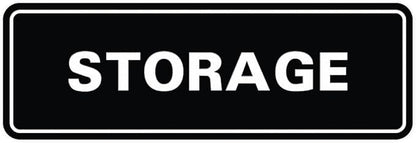 Standard STORAGE Door/Wall Sign - Black/Silver - Large (10 Pack)
