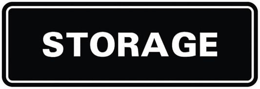 Standard STORAGE Door/Wall Sign - Black/Silver - Medium (5 Pack)