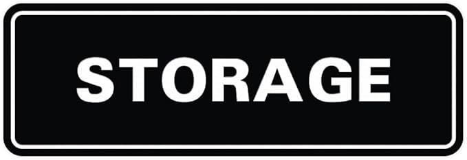 Standard STORAGE Door/Wall Sign - Black - Large (10 Pack)