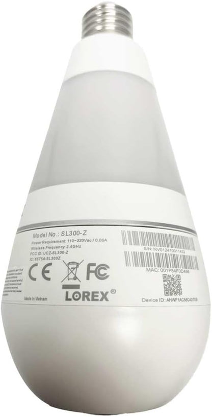 Lorex 2K Wi-Fi Smart Lightbulb Camera | E26/E27 Socket | Pan-Tilt View, Color Night Vision, Person & Vehicle Detection | 2-Way Talk | Alexa/Google | Cloud & Local Storage Option