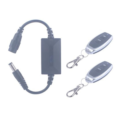 DC 3.6V-24V 5V Wireless Remote Control Switch 5.5mm x 2.5mm Plug Male Female 2 Transmitter 1 Receiver 12V Remote Switch for LED Light, Strip Fan Camera (DC 5.5*2.1mm 3.6V-24V/ 2* Controller)